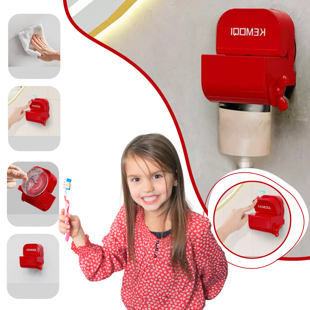 Porta-brosses de dentes Egmy com dispenser de pasta anti-gaspillage, instalação segura, design prático e sustentável.