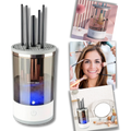 Pinceau de maquillage nettoyeur elétrico rápido e recarregável da Nogis, com escova de limpeza e design compacto.