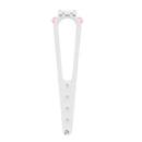 Loquet de porte inovador para gatos da Nogis, branco e laranja, com sistema de trava para segurança e facilidade de uso.