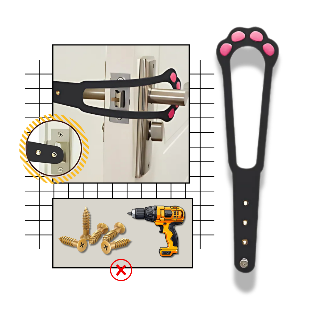 Loquet de porta inovador para gatos da Nogis, bloqueio branco com detalhes laranja, para segurança e controle de acesso.