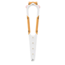 Loquet de porte Nogis para gatos, inovador, branco e laranja, com mecanismo de segurança para portas de animais domésticos.