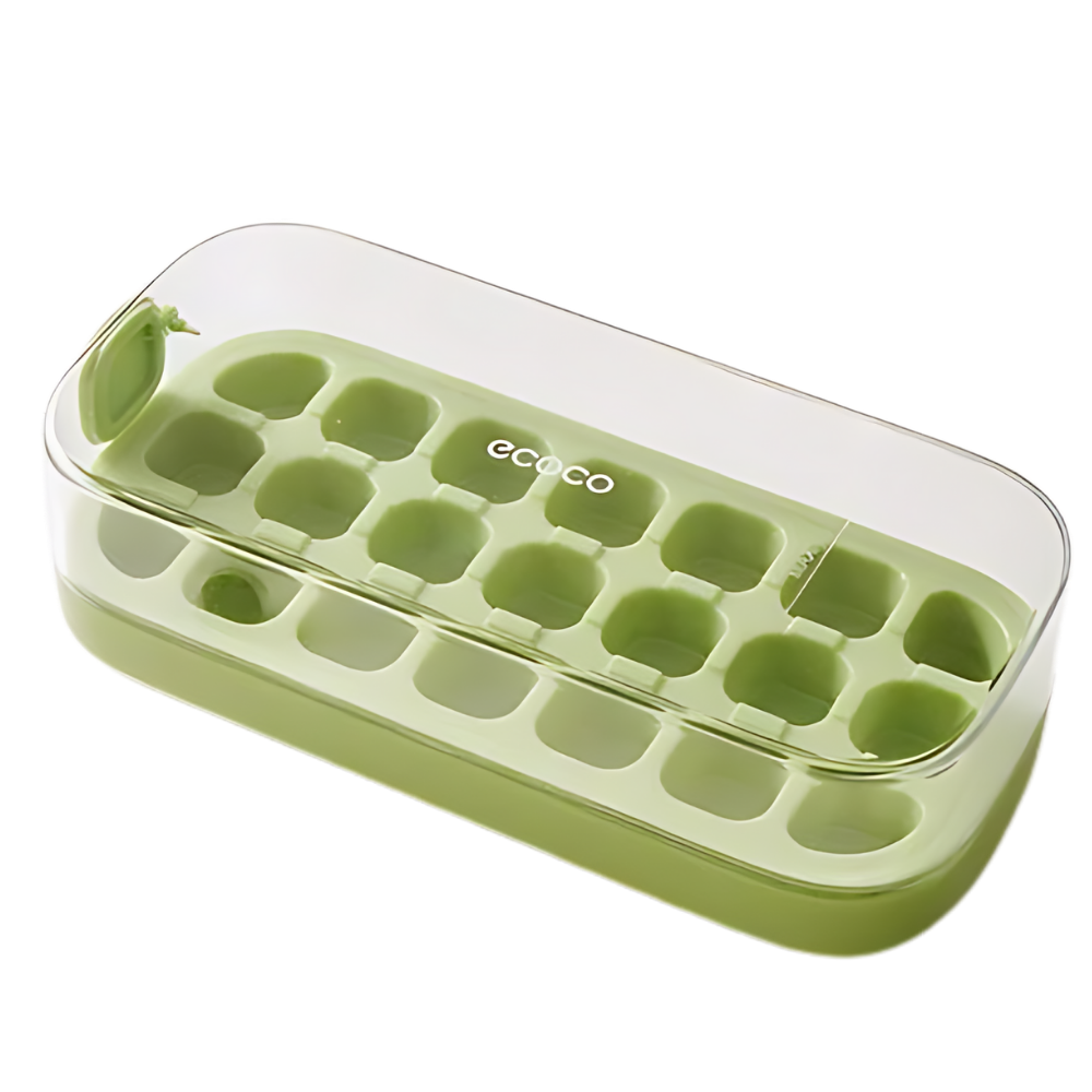 Forma de silicone antiaderente para cubos de gelo, utensílio de cozinha da marca Binduo, em verde.