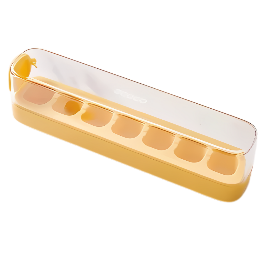 Forma de silicone antiaderente para cubos de gelo, utensílio de cozinha da marca Binduo, na cor amarela.