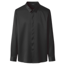 Chemise masculina de seda mesclada, infroissável, da Ozerty France, com tecido preto e acabamento elegante.