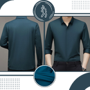 Camisa masculina de seda mesclada da Ozerty France, veste elegante, confortável e resistente a vincos, em tom neutro.