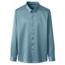Camisa masculina de seda mesclada, leve, infroissável, de cor verde clara, modelo Polo da marca Ozerty França.
