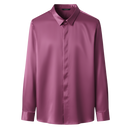 Camisa masculina em seda mesclada, infroissável, da Ozerty França, em tom rosa avermelhado, com tecido leve e confortável.