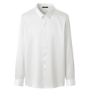 Chemise masculina em seda mesclada, sem passar, da Ozerty France, com tecido branco e acabamento elegante.