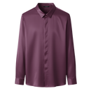 Camisa masculina de seda mesclada, infroissável, da Ozerty França, com detalhe de colarinho e botões na cor vinho