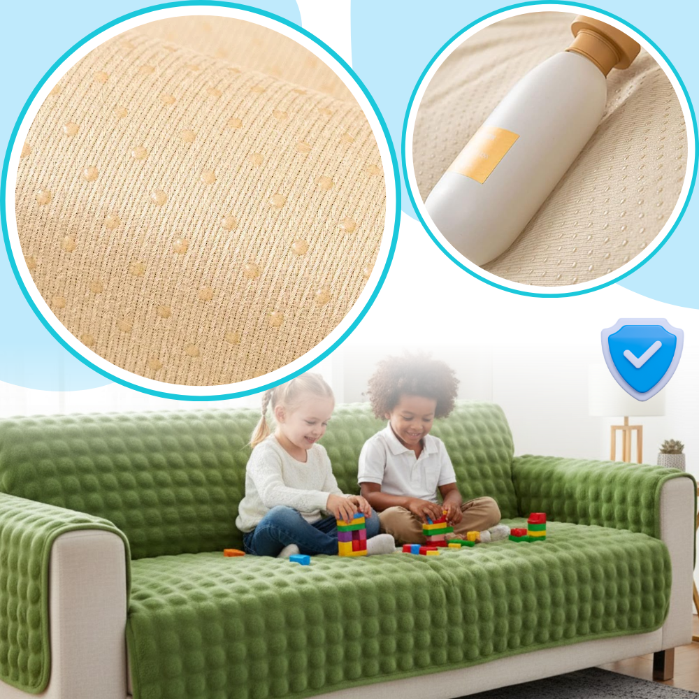 Capa antideslizante para sofá em pelúcia macia, marca Jienlioq, protegendo e decorando o mobiliário com conforto e segurança