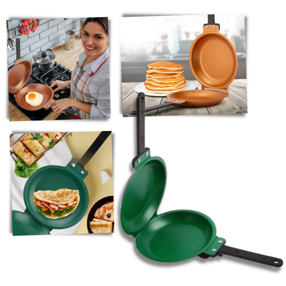 Panela antiaderente de dois lados da Floepx para culinária e pâtisserie, com superfície antiaderente dupla face.