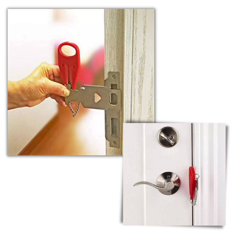 Serradura de porta portátil Norsk com chave, ideal para segurança doméstica e fácil de usar.