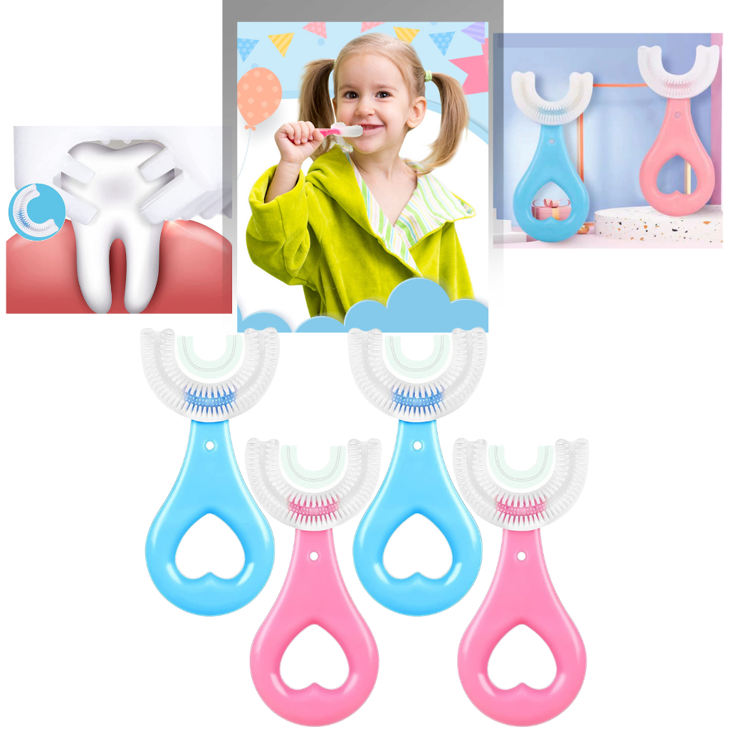 Pack de 2 brosses à dents en forme de U pour crianças Nowsnde, ideal para higiene bucal infantil de 2 a 6 anos.