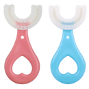 Pacote com 2 escovas de dentes em forma de U para crianças de 2 a 6 anos, marca Nowsnde, com cerdas coloridas e ergonomicas.