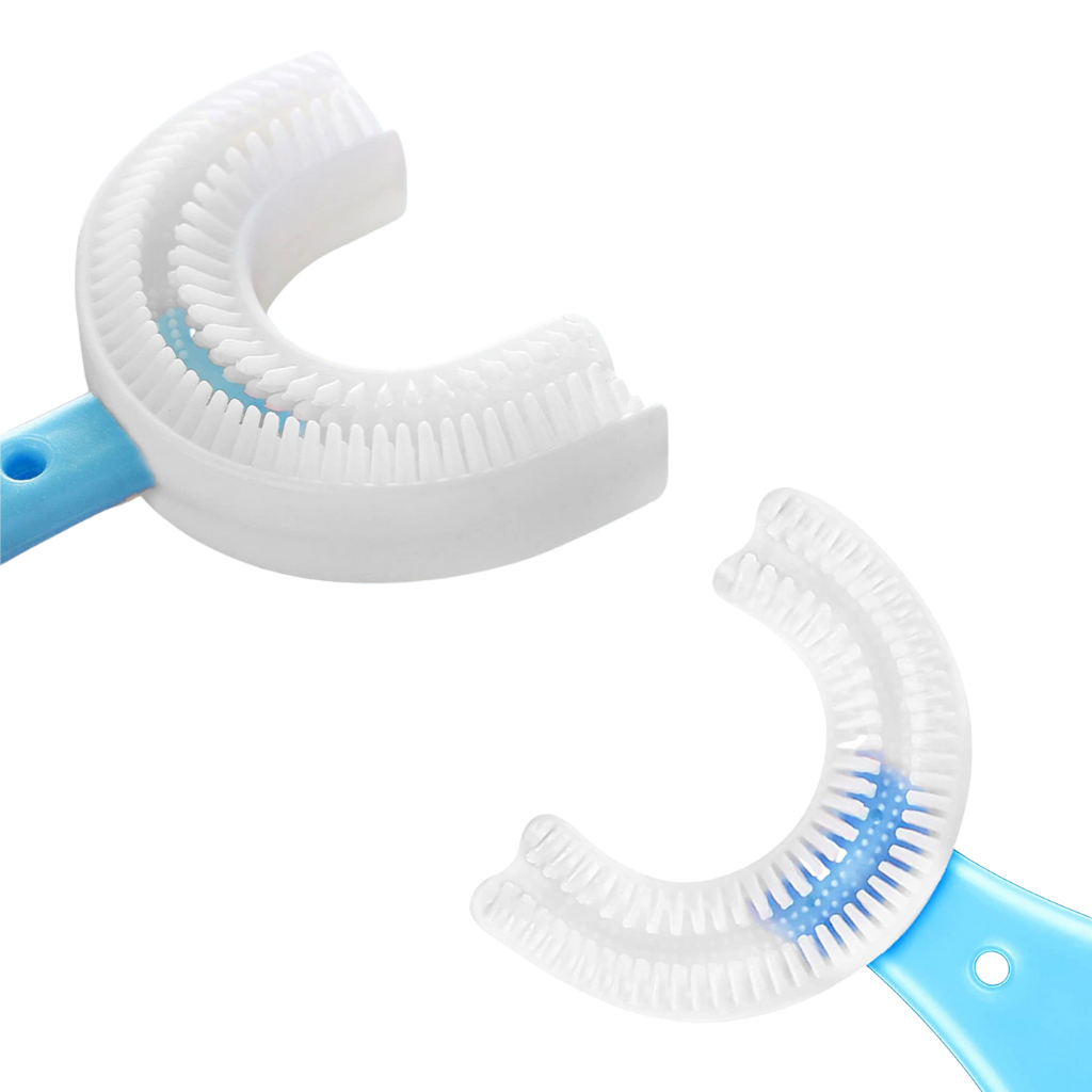 Paquete de 2 escovas de dentes em forma de U para crianças de 2 a 6 anos, marca Nowsnde, com cerdas coloridas e cabos ergonômicos.