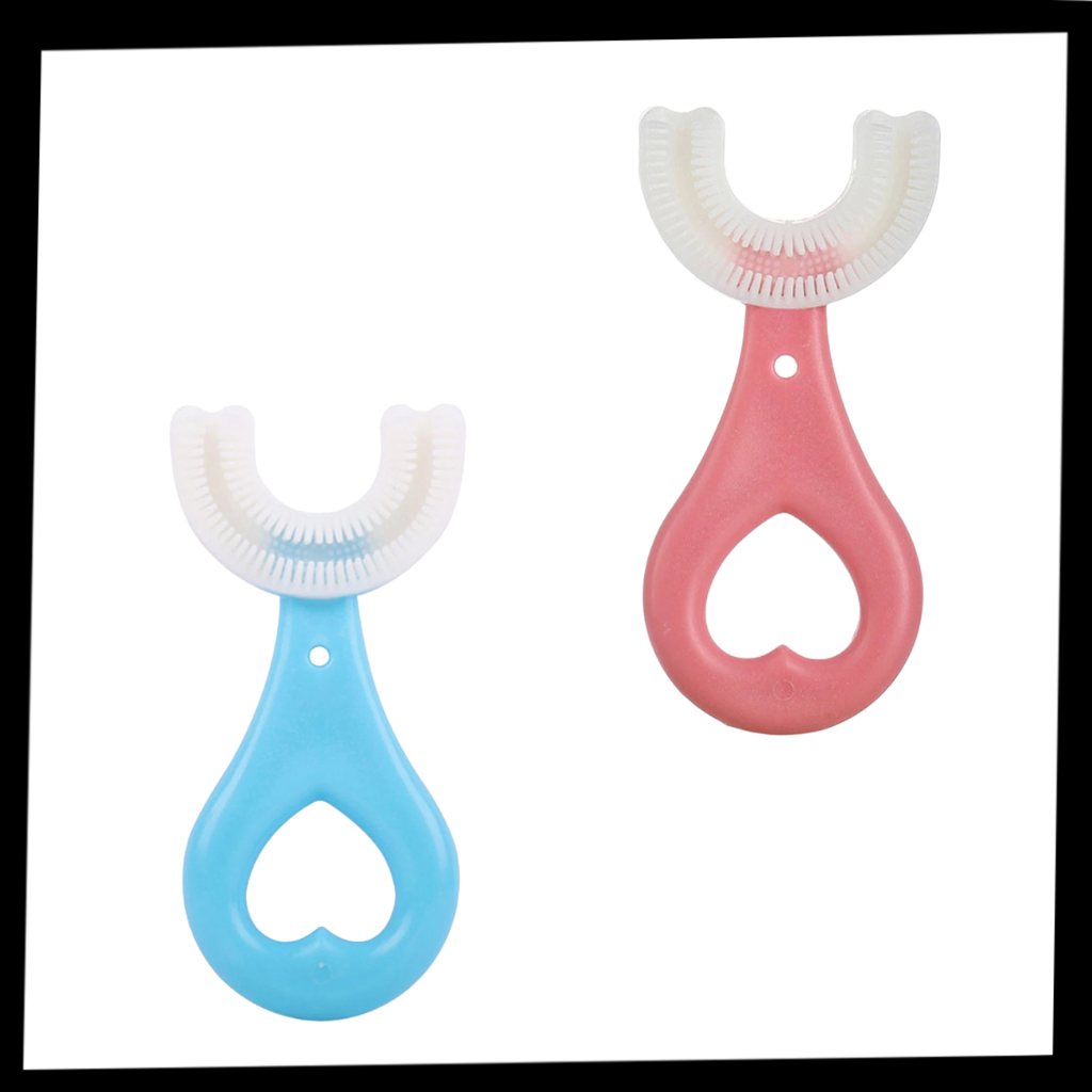 Conjunto de 2 escovas de dentes em forma de U para crianças de 2 a 6 anos, marca Nowsnde, com cabos coloridos.