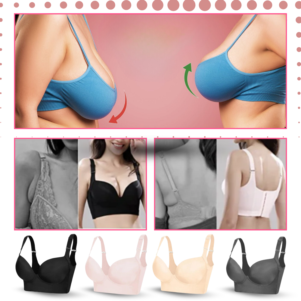 Soutien-gorge push-up cinchado da Noyal com grandes asas integradas, cor cinza, tecido ajustado e detalhes de suporte.