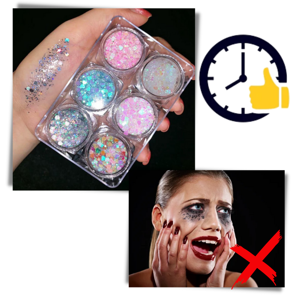 Set de paillettes Nyxberryt pour visage et corps, cosmétique brillant avec couleurs variées, idéal para maquiagem e decoração corporal.