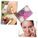 Set de paillettes Nyxberryt para rosto e corpo, com cores brilhantes e acabamento cintilante em embalagem de cosméticos.