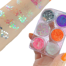Conjunto de paillettes para rosto e corpo da Nyxberryt, brilho dourado e prateado, ideal para maquiagem e decoração corporal.