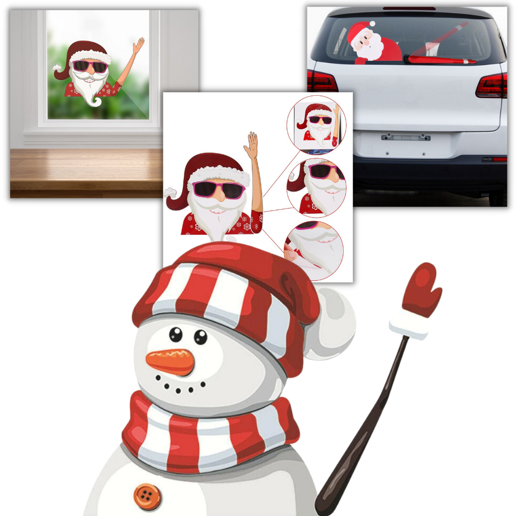 Autocolante de Natal para limpador de para-brisa da Oak Leaf, tema de Papai Noel para peças de veículos.