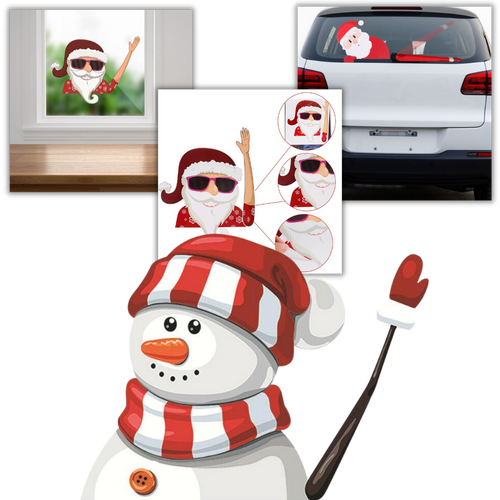 Autocolante de Natal para limpador de para-brisa da Oak Leaf, tema de Papai Noel para peças de veículos.