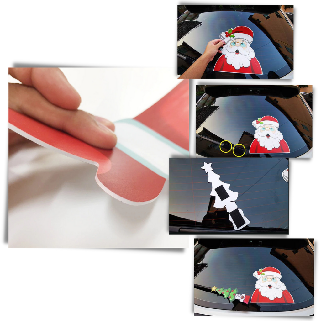 Autocolante de Natal para limpador de para-brisa da Oak Leaf, com tema de Papai Noel para veículos.