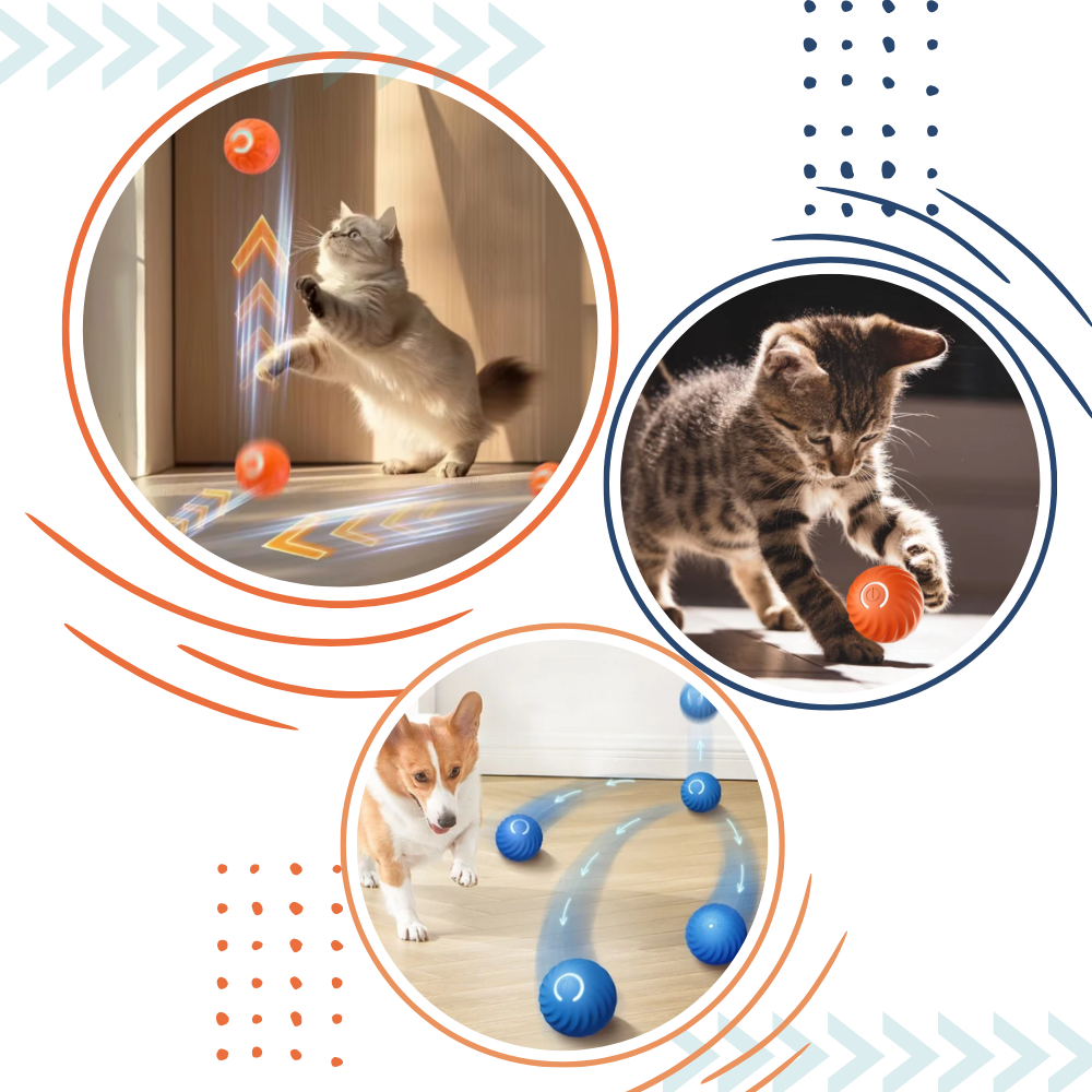 Bola inteligente da Meterk para cães com sistema de evitamento de obstáculos, acessório para entretenimento e treinamento canino.
