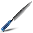 Faca japonesa azul Atlântico da Turwho, lâmina grande para cortes precisos em utensílios de cozinha.