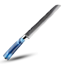 Faca de pão japonesa azul oceano da marca Turwho, utensílios de cozinha com lâmina afiada e design elegante.