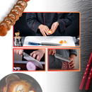 Faca japonesa azul Atlantique da Turwho, utensílio de cozinha com lâmina afiada e design elegante.