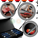 Facas japonesas azul oceano Turwho, utensílios de cozinha com lâminas afiadas e design elegante.