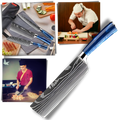 Faca japonesa Azul Atlântico da Turwho, utensílio de cozinha com lâmina azul e design elegante para preparação de alimentos.