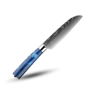 Faca japonesa azul Atlantic da Turwho, utensílio de cozinha com lâmina pequena, destaque para acabamento azul oceano.