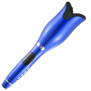 Fer à boucler automático Odomy para cuidado dos cabelos, cilindro azul e design moderno em imagem.