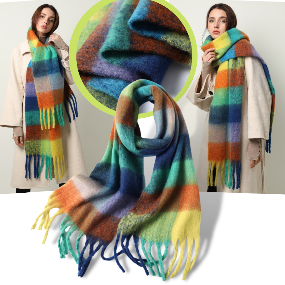 Echarpe de inverno feminina com estampa xadrez, feita pela marca Oem, tecido macio e elegante para dias frios.
