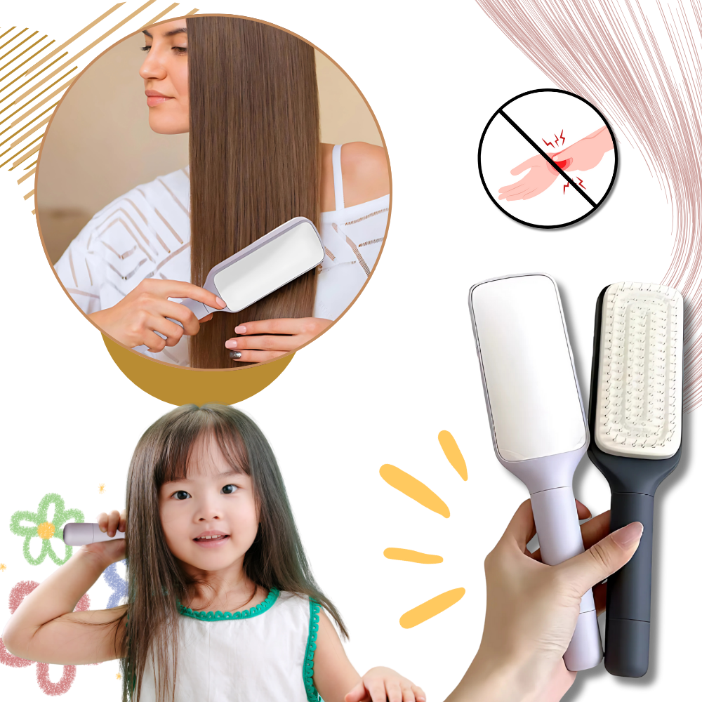 Escova de cabelo auto-lavável Oenbopo para massagem do couro cabeludo, com design em roxo e cerdas macias para cuidados capilares.