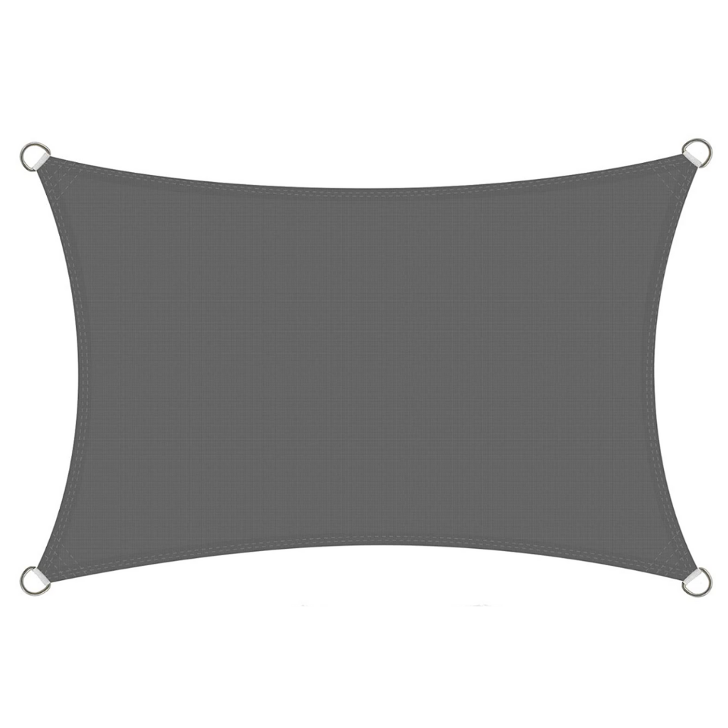 Toldo de voile de sombra retangular cinza para uso externo, resistente às intempéries, marca Oiens, proteção solar e sombra.