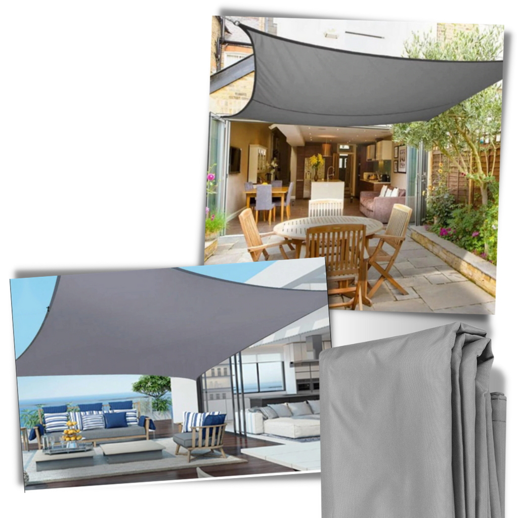 Sombra retangular de voile de exterior Oiens cinza, resistente às intempéries, ideal para áreas externas ao ar livre.