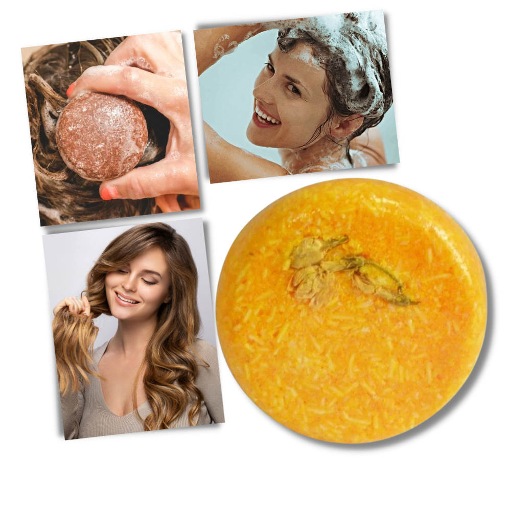 Barra de shampoo e condicionador naturais Onhuon para cuidado dos cabelos, com ingredientes de canela.