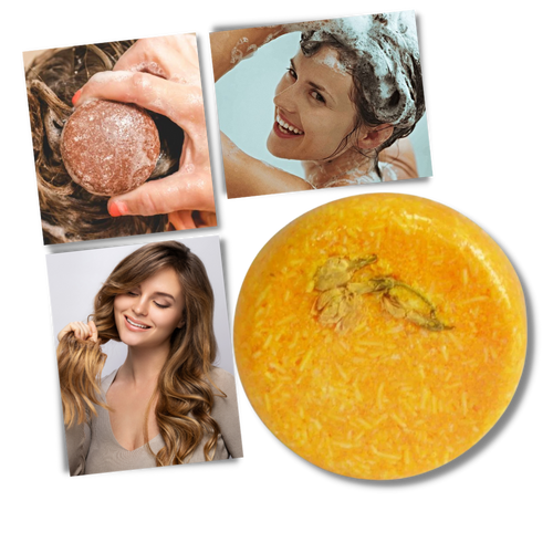 Barra de shampoo e condicionador naturais Onhuon para cuidado dos cabelos, com ingredientes de canela.