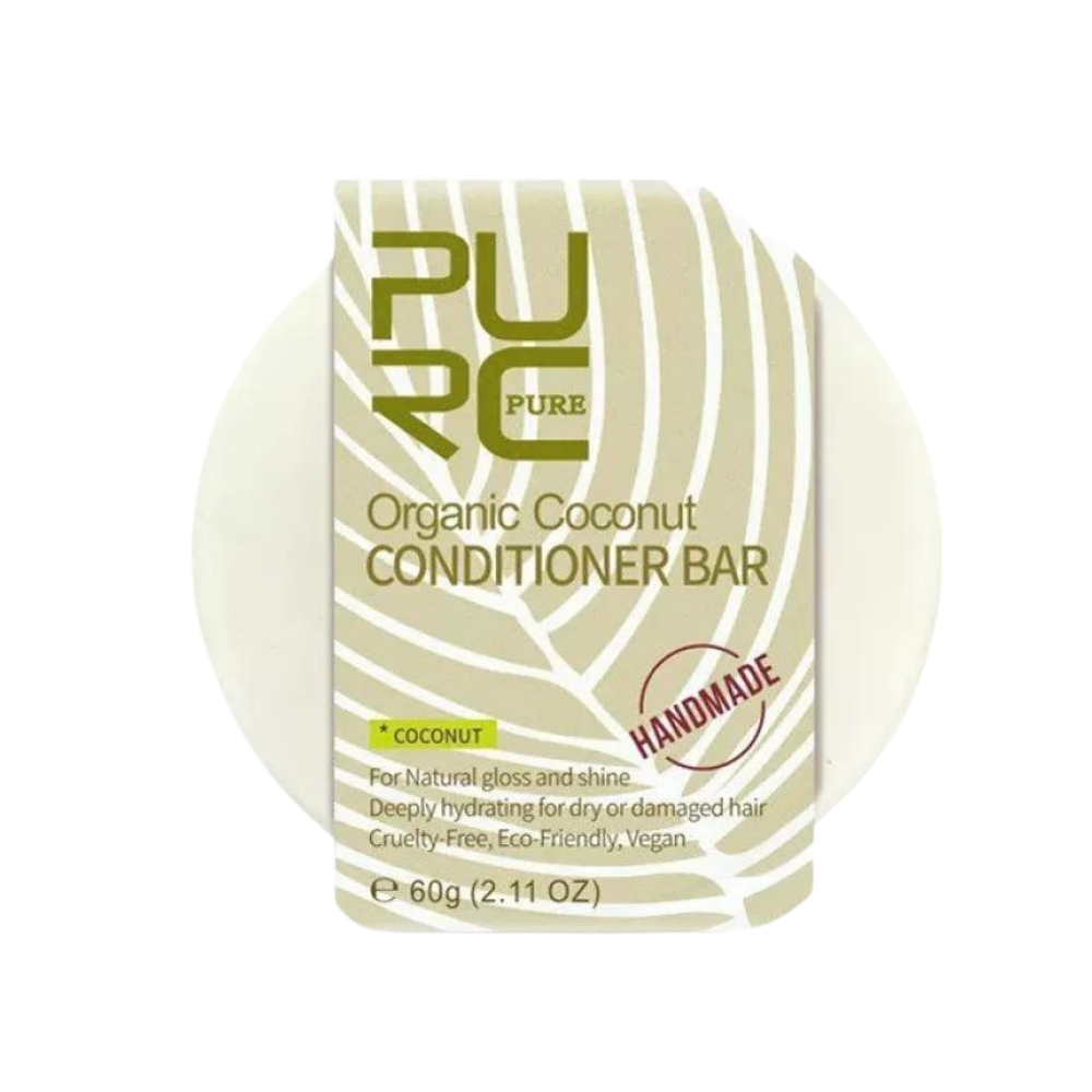 Barra de shampoo e condicionador naturais Onhuon para cuidado capilar, com ingredientes de canela, visível na imagem.