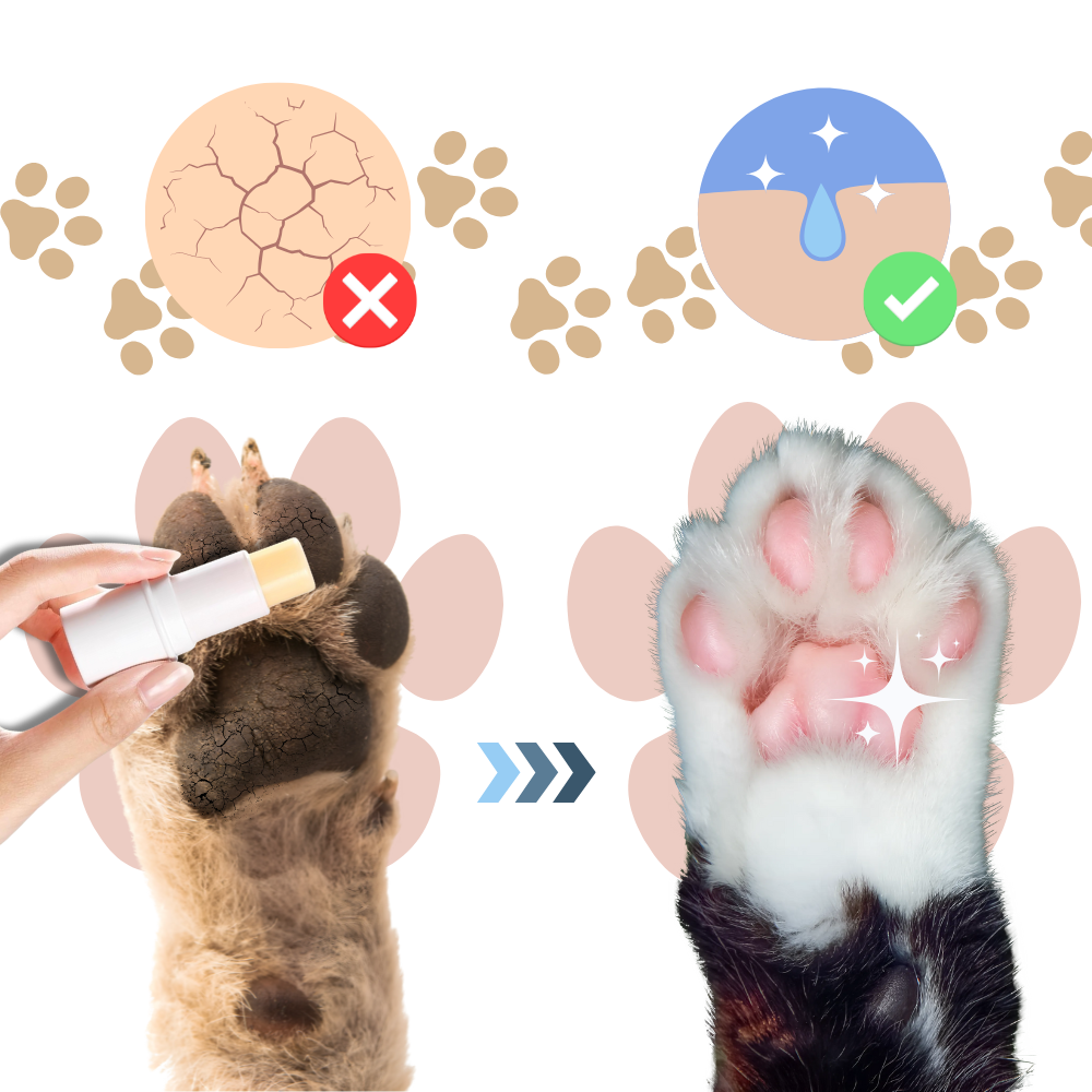 Baume apaisant pour coussinets d'animaux de compagnie, marque Only Natural Pet, montrant un tube de soin pour animaux.