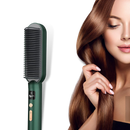 Escova lissante elétrica de cerâmica Onrp, ferramenta para alisar cabelos com design verde e tecnologia de cuidado capilar.