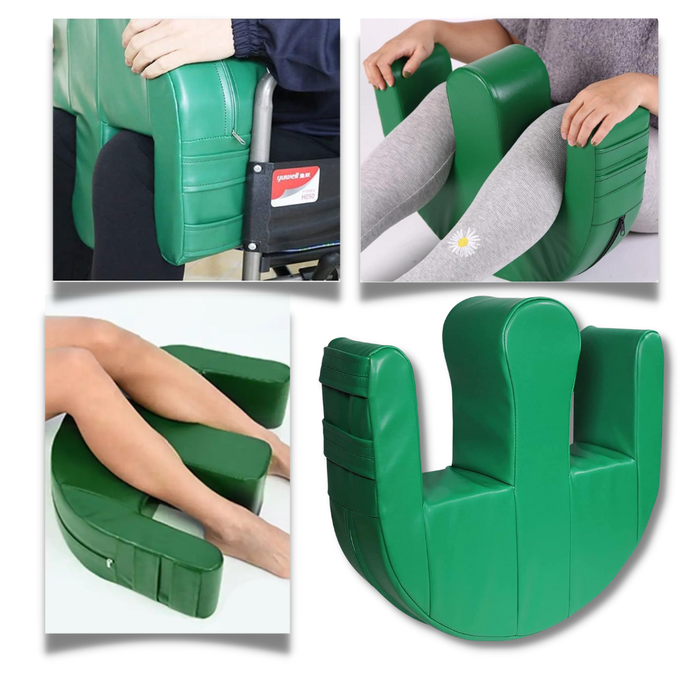 Travesseiro ortopédico giratório em formato U para mobilidade e acessibilidade, marca Gazechimp, usado para suporte e conforto.