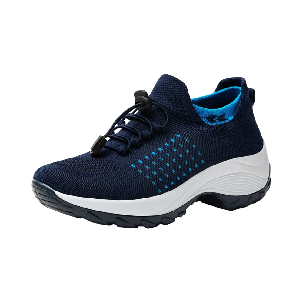 Tênis ortopédico confortável da Hsc Business em azul, com design que oferece suporte e conforto para os pés.