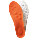 Insoles ortopédicas de memória de forma na cor laranja, compatíveis com calçados Namotu para maior conforto e suporte.