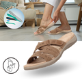 Sandálias com ponta aberta e sola ortopédica da marca Haipeixinli, calçado confortável para suporte e estilo casual.