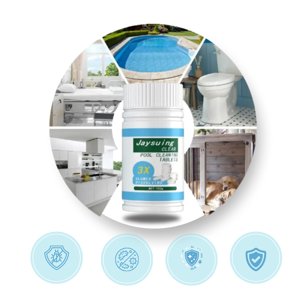 Tabletes de cloro extra purificantes para piscina Ostrifin, acessório para manutenção de piscinas e spas, embalagem de 50g.