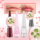Bálsamo labial repulpante e hidratante da Ostrifin, com acabamento rosado, para lábios macios e hidratados.